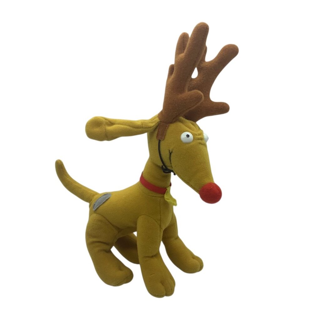 Vtg Nickelodeon Rugrats 1997 Spike As Reindeer‎ Plush Dog Toy By Mattel 10.5"